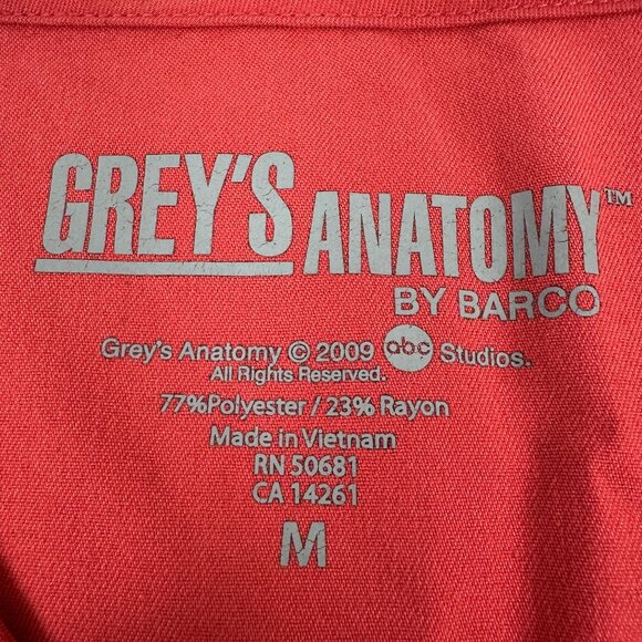 Greys Anatomy By Barco Womens Scrub Top Size M Red Polyester/Rayon - Picture 4 of 6